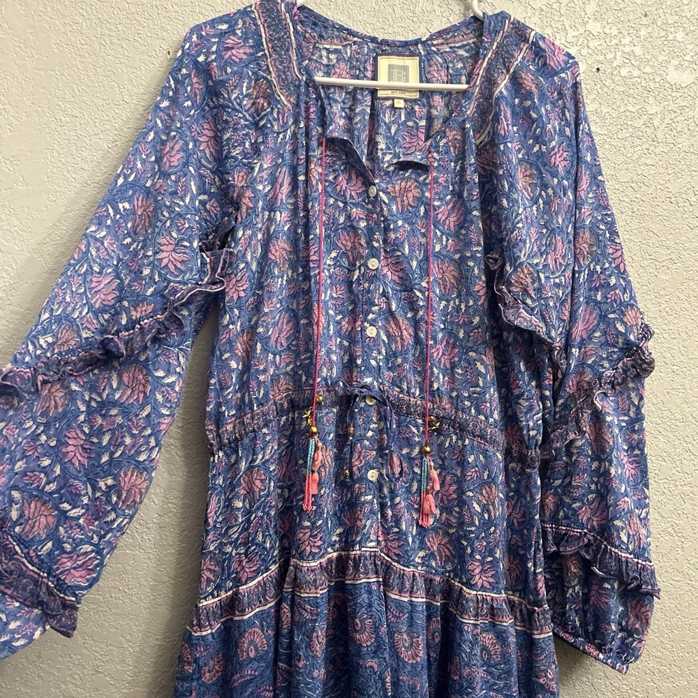 Bell by Alicia bell Floral Bohemian Dress in Blue and Pink